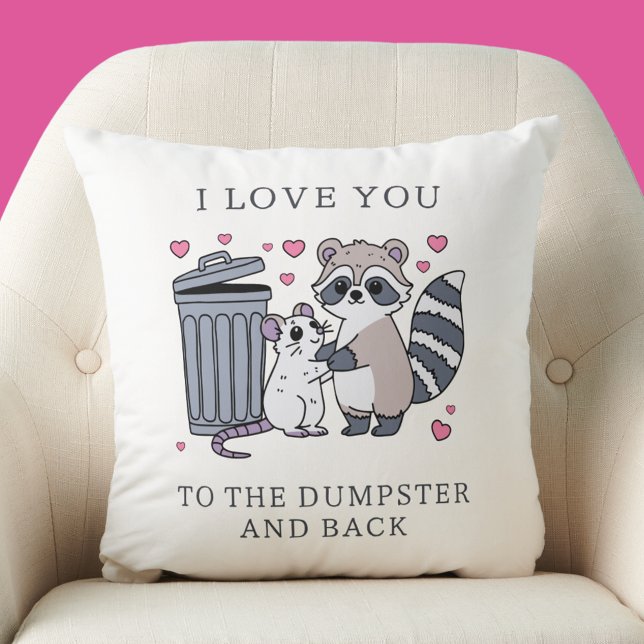 Almofada Dia dos Namorados com Guaxinim Divertido (Funny Raccoon Valentines Day Throw Pillow
)