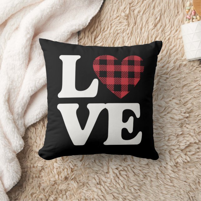 Almofada Dia dos Namorados Coração Xadrez Amor  (Cobertor)