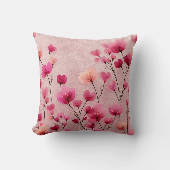 Almofada Dia dos Namorados Flores Românticas Elegantes Rosa (Frente)