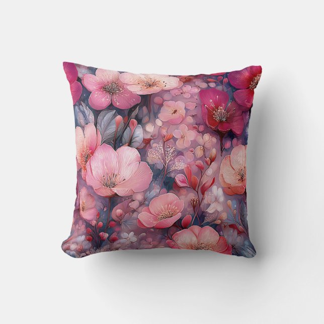 Almofada Dia dos Namorados Flores Românticas Rosa Magenta (Frente)