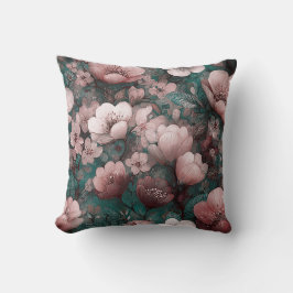 Almofada Dia dos Namorados Flores Românticas Rosa Verde