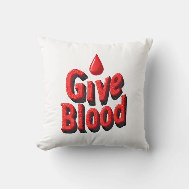 Almofada Dia Mundial de Doadores de Sangue - Dar Texto Sang (Frente)