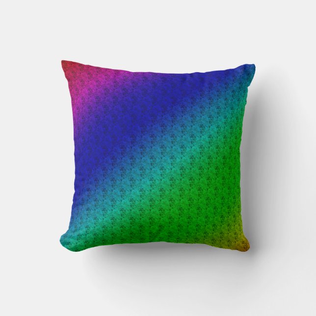 Almofada Diag Gradient Floral Padrão Floral Azul Verde (Frente)