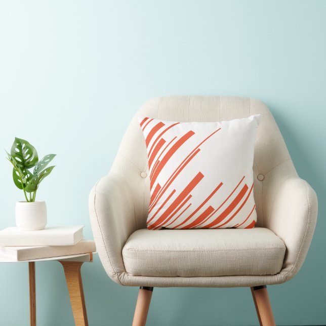Almofada Diagonais em Laranja e Branco (Cadeira)