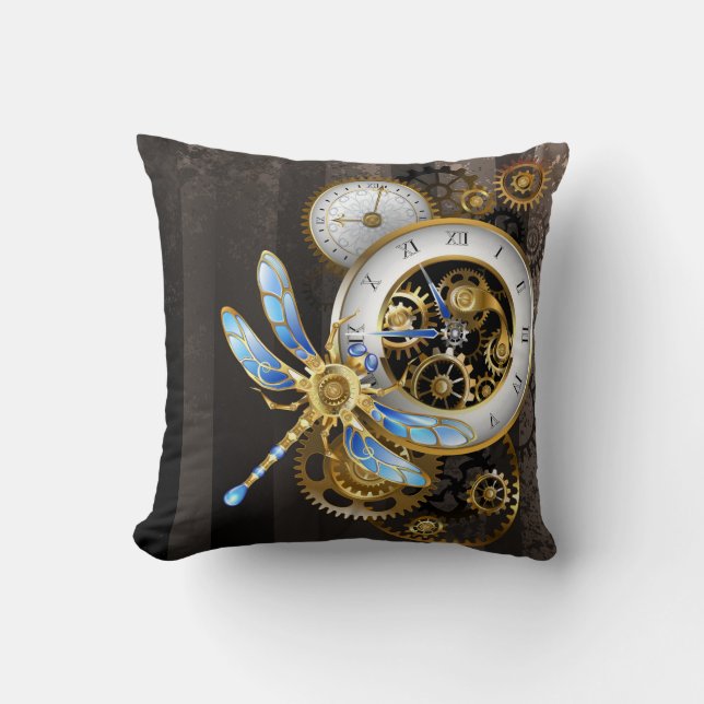 Almofada Dials Steampunk com Libélula (Frente)