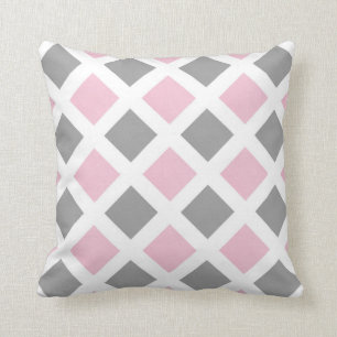 Almofada Diamante cinzento cor-de-rosa geométrico