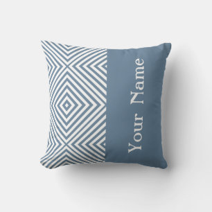 Almofada Diamante cinzento francês Chevron com nome @