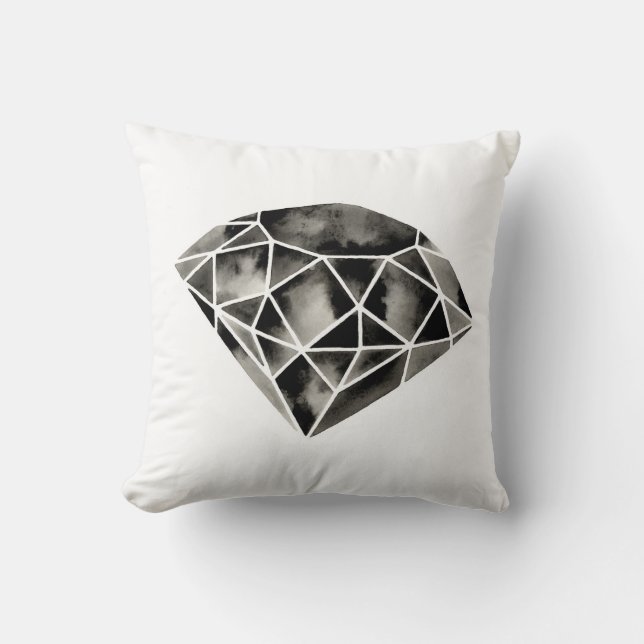 Almofada Diamante geométrico. Moderno. Branco preto. (Frente)