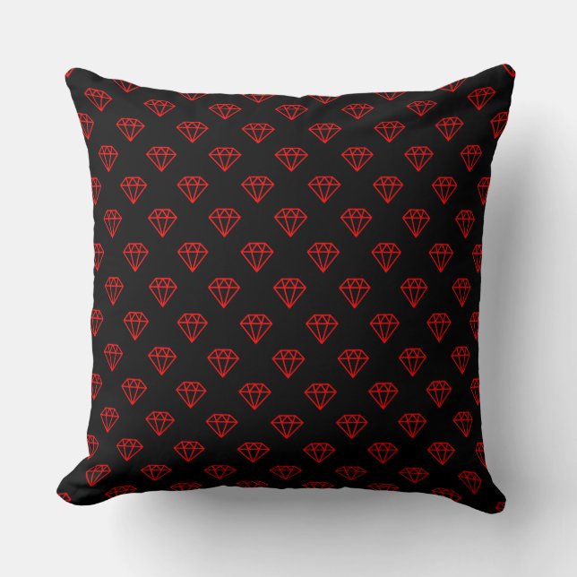 Almofada Diamante - Vermelho em Preto (Frente)