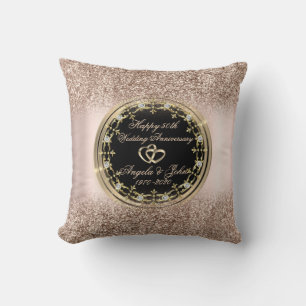 Almofada DiamantesHearts Rosa Dourado Glitter 50º Anivers