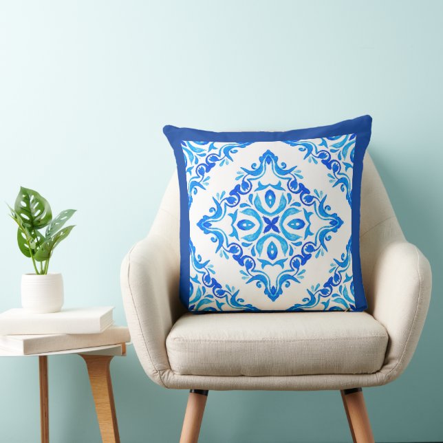 Almofada Diamond Moldou Azul E Branco Delft China (Cadeira)