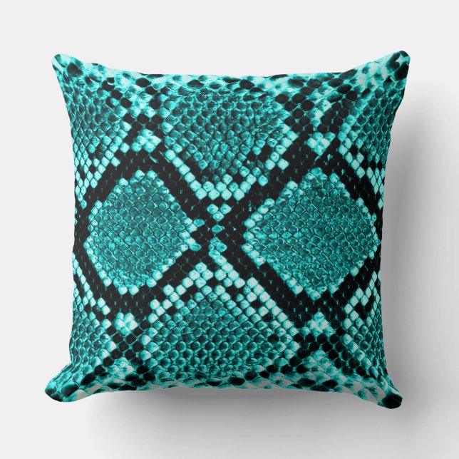 Almofada Diamond Rattlesnake Cobra Skin aqua (Frente)