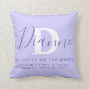 Almofada Dianne texto com nome azul roxo significa