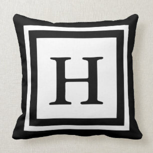 Almofada Dianteiro & traseiro Monogrammed - preto & branco