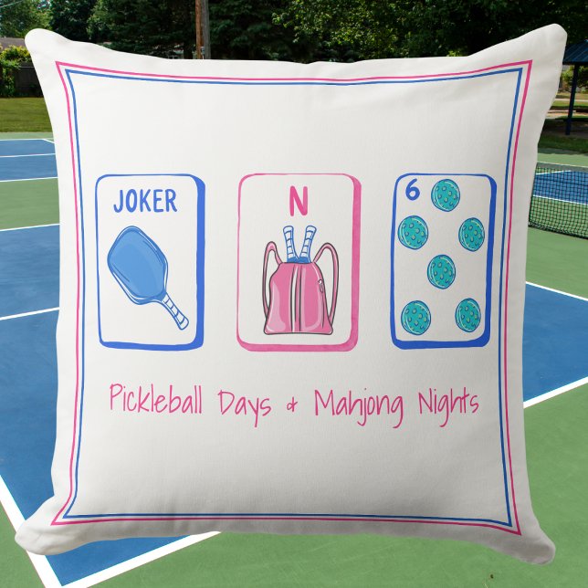 Almofada Dias de Pickleball e Noites de Mahjong Decorativos (Criador carregado)