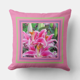 ALMOFADA DIAS ORIENTAIS DE ROSA COM VERDE E LAVANDA