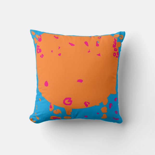 Almofada Dica cor de laranja pálida azul-bebê design rosa (Frente)