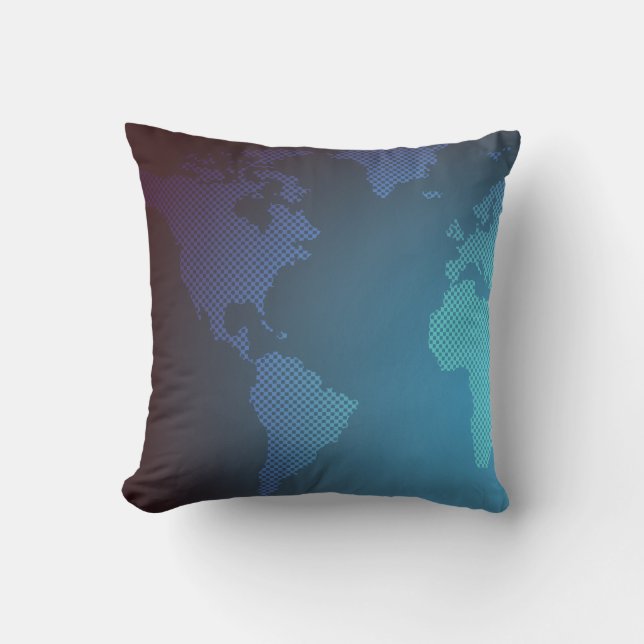 Almofada Digital Dot World Map Gradient Art (Frente)