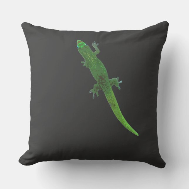 Almofada Digital Gecko on Cotton Throw Pillow (Frente)