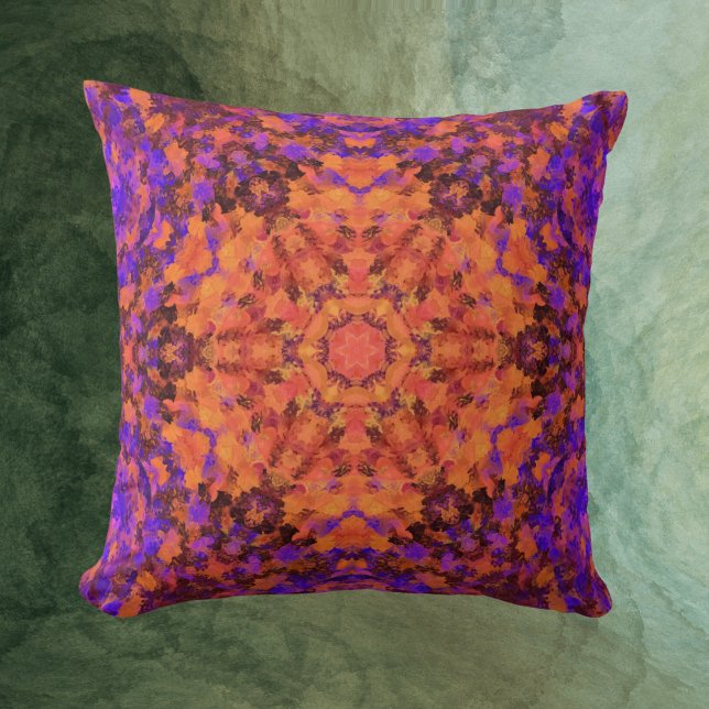 Almofada Digital Mandala Laranja Azul e Roxo (Criador carregado)