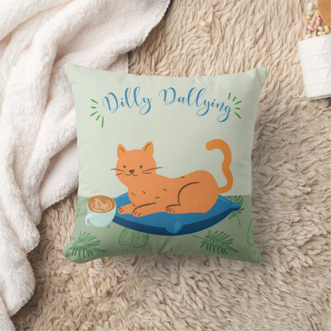 Almofada Dilly Dallying Orange Cat (Cobertor)