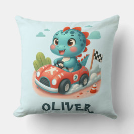 Almofada Dino de corda girando um carro rápido