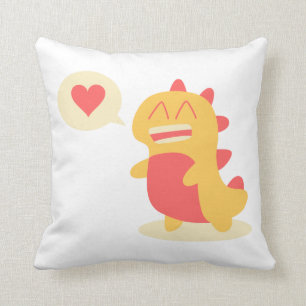 Almofada Dino sorridente Kawaii falando sobre amor