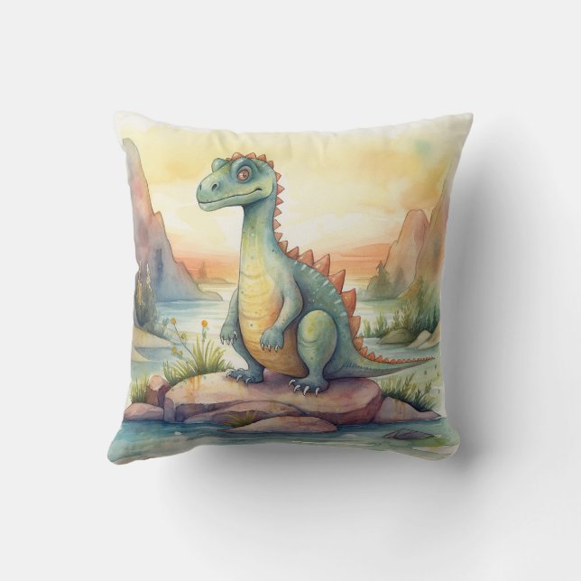 Almofada Dinossauros aquarelas para um quarto infantil (Verso)