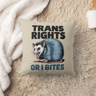 Almofada Direitos Trans Ou Eu Morde Gay Divertido Orgulho L