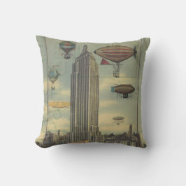 Almofada Dirigíveis de Steampunk no céu sobre a Nova Iorque