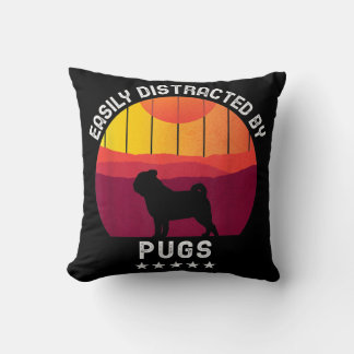 Almofada Distraído Facilmente Por Pugs Retro | Pug Dog Love