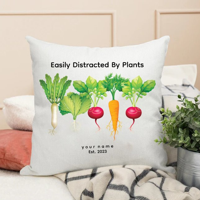Almofada Distraído Facilmente Por Vegetais/Vegans Legal (Easily Distracted By Plant / Cool Vegans Throw Pillow)