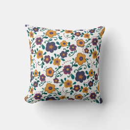 Almofada Ditzy Folk Art Retro Daisy, de 70 anos, em Jewel T