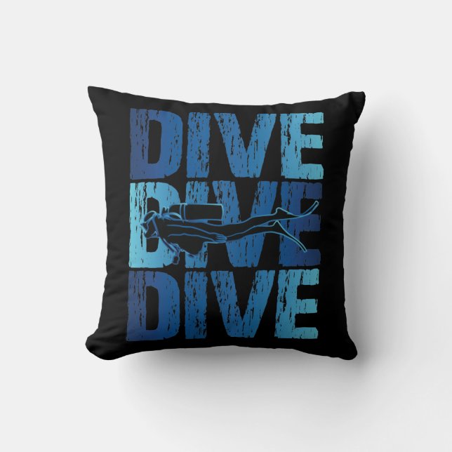 Almofada Dive-Dive - Mergulhador Submarino Scuba (Frente)