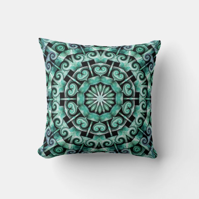 Almofada Diversão com azul-turquesa e preto (Frente)
