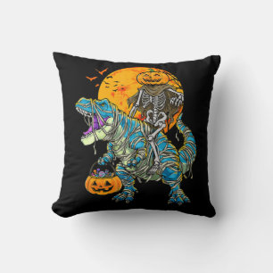 Almofada Diversão Halloween Dinossaur T Rex Mummy Pumpkin C