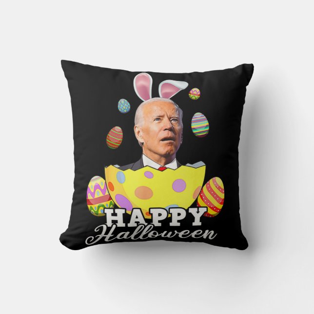 Almofada Diversão Joe Biden Happy Halloween Fusera Páscoa C (Frente)