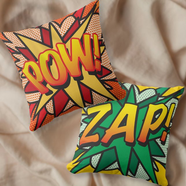 Almofada Diversão Retro Comic Book Pop Art ZAP POW (Criador carregado)