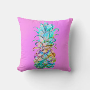 Almofada Diversão Rosa Tropical Salpico de Cor de Abacaxi