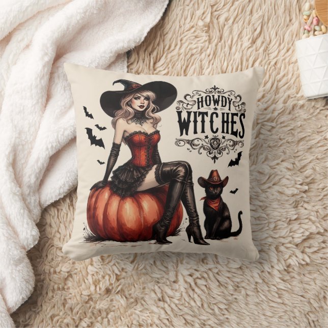 Almofada Divertida Bruxa Country Western Vintage Halloween (Cobertor)