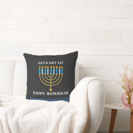 Almofada Divertido Design de Menorá de Hanukkah Azul Fofo