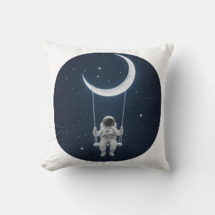 Almofada Divertido no espaço - Astronauta balançando na lua
