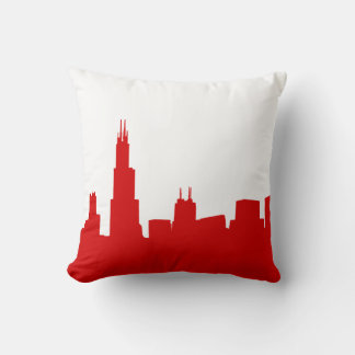 Almofada DIY BG Silhueta da Cidade de Chicago Vermelho