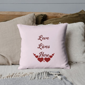 Almofada DIY Elegant Script Red Heart Valentine's Day Pink