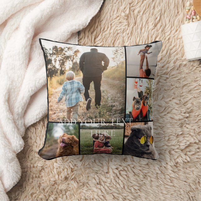 Almofada DIY Two-Sided Family Photo Collage Pillow 6 Photos (Cobertor)