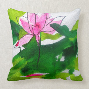 Almofada Do abstrato arte moderna do watercolour waterlily
