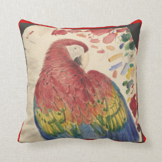 Almofada Do Macaw escarlate antigo do desenho do papagaio