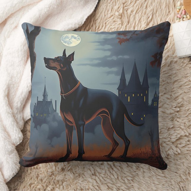 Almofada Doberman Halloween Assustador (Cobertor)