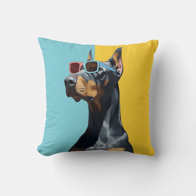 Almofada Doberman legal com óculos de sol (Frente)