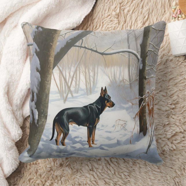 Almofada Doberman Pinscher Deixe Nevar Natal (Cobertor)